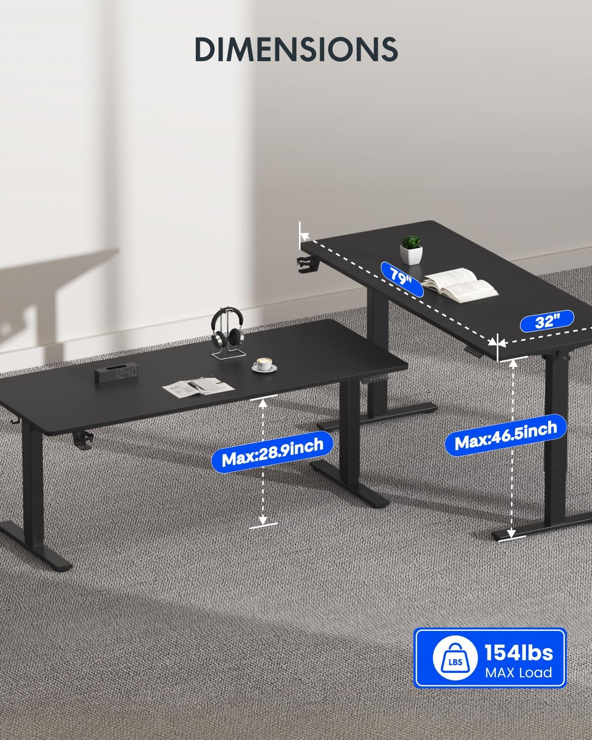 FLEXISPOT 79"x32" Height Adjustable Commercial Office Standing Desk