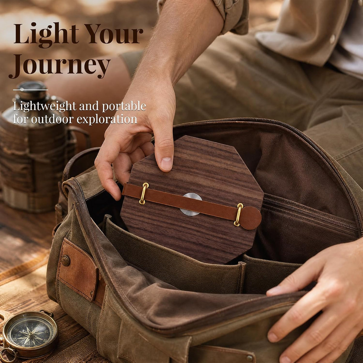 Ba sus Wooden Paper Lamp, Portable Lantern Light ,Foldable Funky Lamp