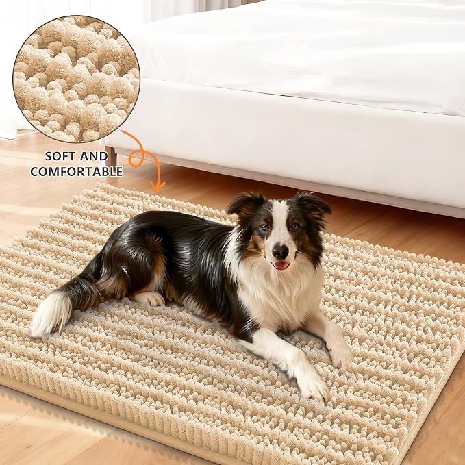 Smiry Dog Door Mat for Muddy Paws 48x30, Absorbent Dirt Trapper, Non-Slip