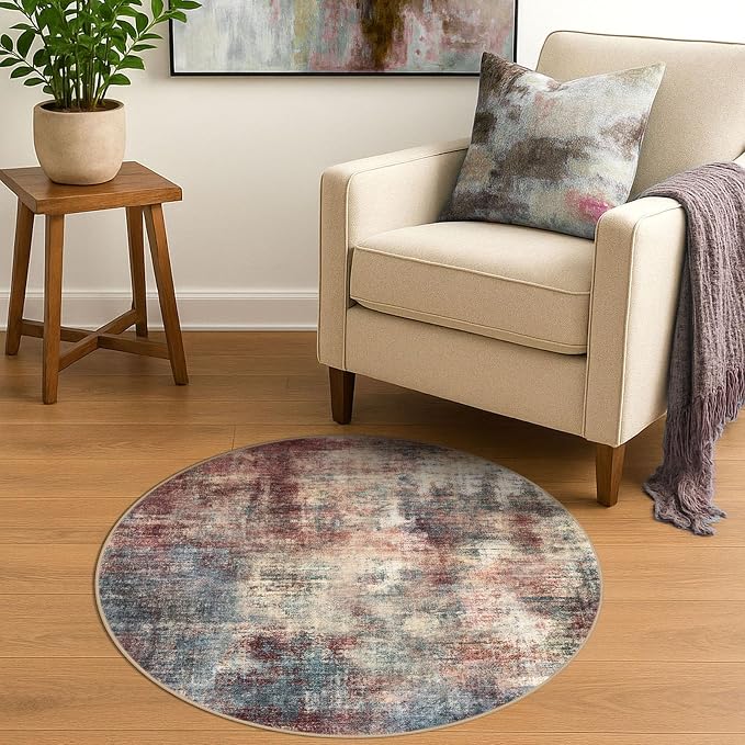 IOHOUZE Round Area Rug 3 Ft Circle Entryway Rugs Round Washable Door Mat Indoor