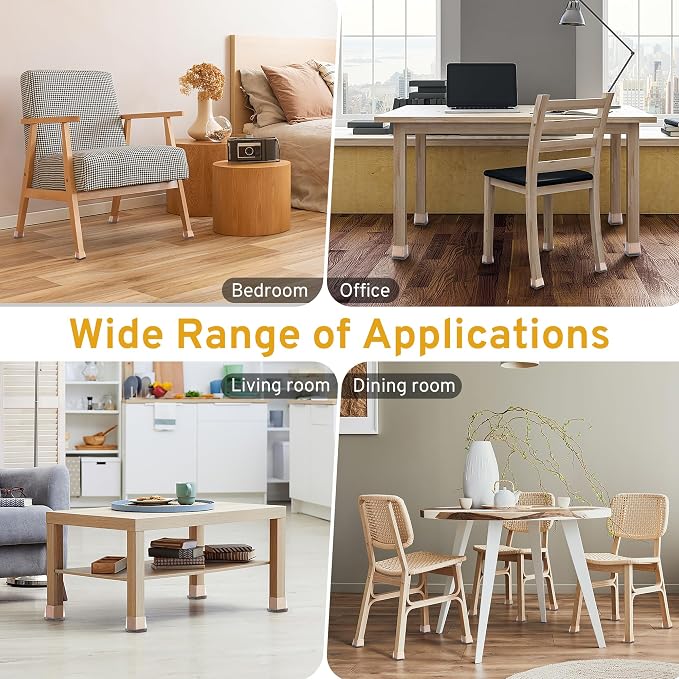 24PCS Square Chair Leg Floor Protectors, Furniture Sliders, Chair Leg Protectors