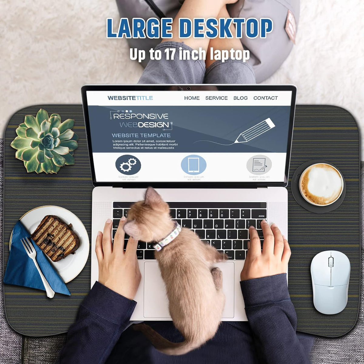 Zapuno Foldable Laptop Bed Table, Laptop Desk, Breakfast Tray, Arc Shape