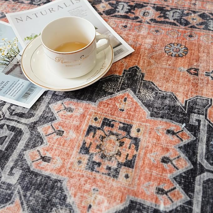Washable 2x5 Hallway Runner Rug: Indoor Vintage Water Resistant Kitchen