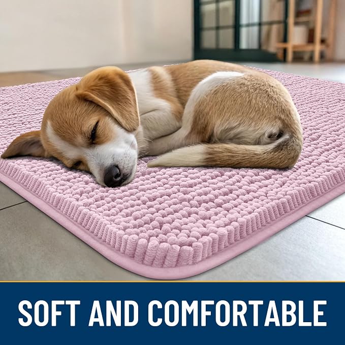 Smiry Dog Door Mat for Muddy Paws 30x20, Absorbent Dirt Trapper, Non-Slip