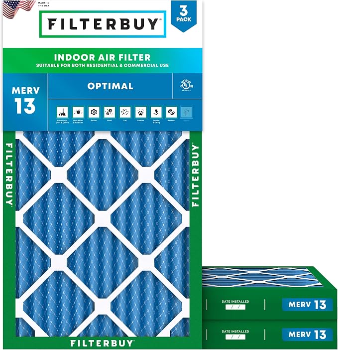 Filterbuy 14x24x2 Air Filter MERV 13 Optimal Smoke & Allergy Defense,