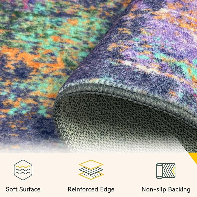 RELEANY Washable Area Rugs 4ft Non-Slip Modern Abstract Soft