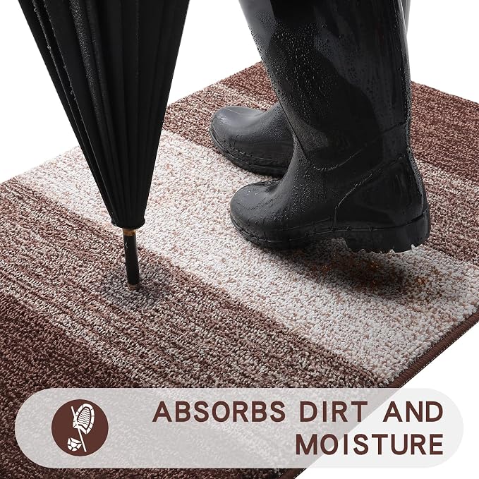 Kitinjoy Indoor Outdoor Door Mat, 47x20 Non-Slip Absorbent Dirt Trapper