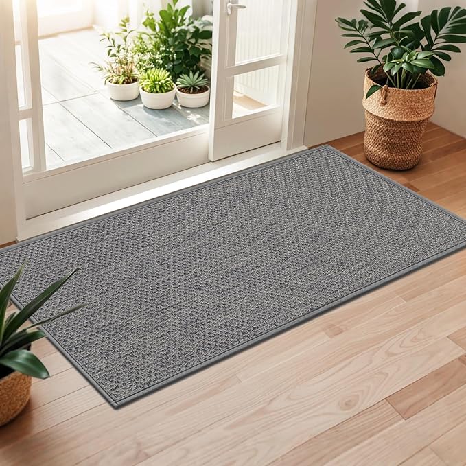 LEKEEPGO Long Door Mat 24"x59", Non Slip Door Mat Indoor Entrance, Rubber