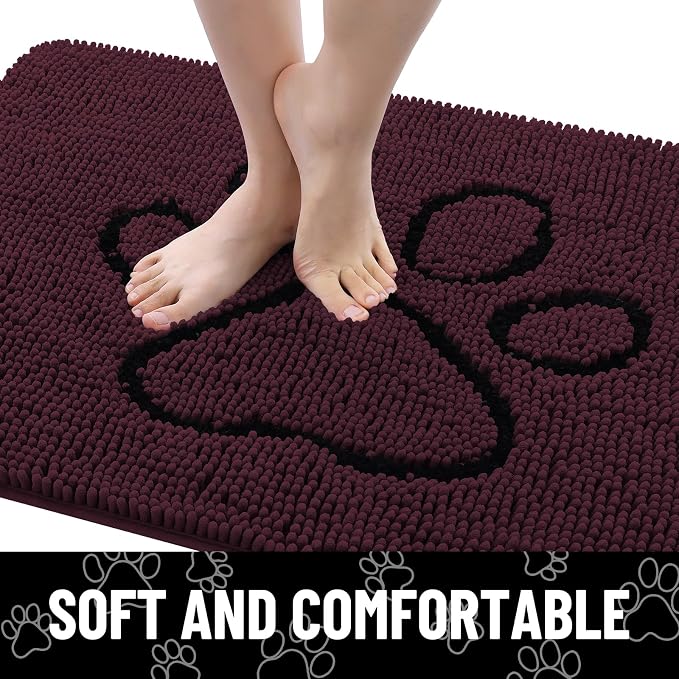 Smiry Dog Door Mat for Muddy Paws, Absorbent Dirt Trapper Non Slip Quick Dry
