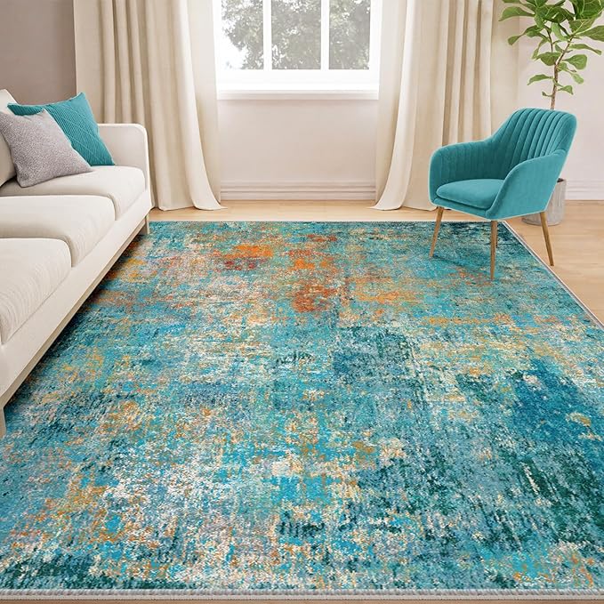 RELEANY Washable Area Rugs 5'x8' Non-Slip Modern Abstract Soft