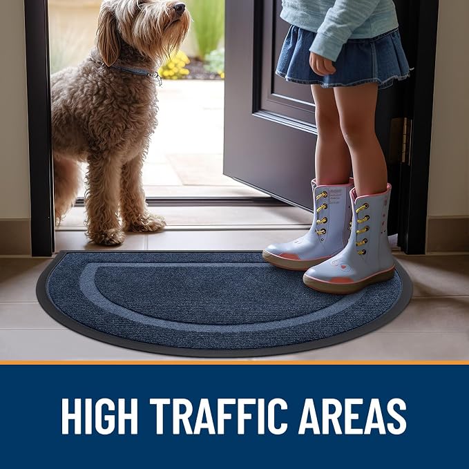 OLANLY Half Circle Door Mat Indoor Outdoor Entrance Welcome, Waterproof