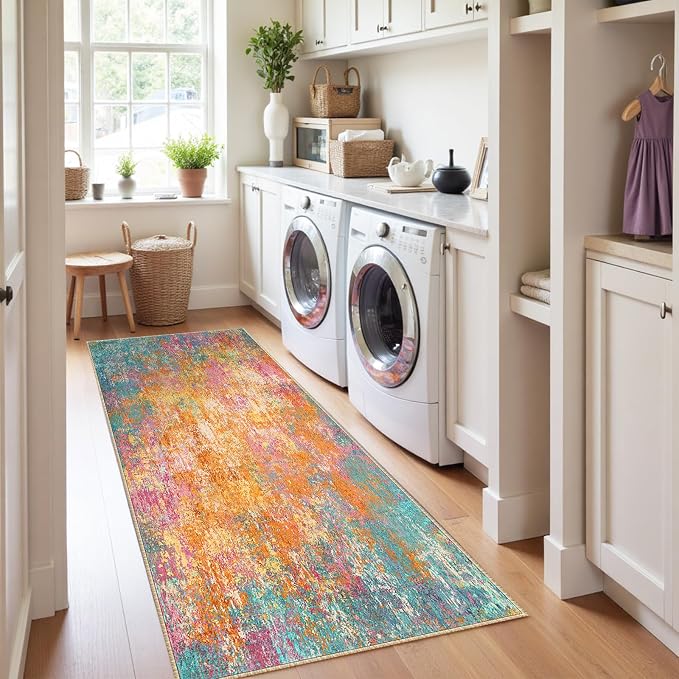 RELEANY Washable Area Rugs 2'x10' Non-Slip Modern Abstract Soft