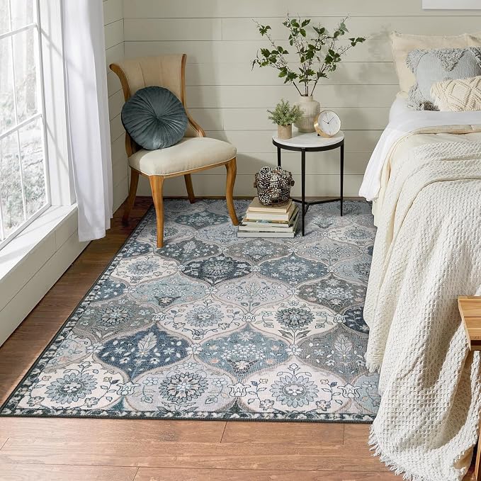 Lahome Moroccan Trellis Washable Rugs, 3x5 Area Rug