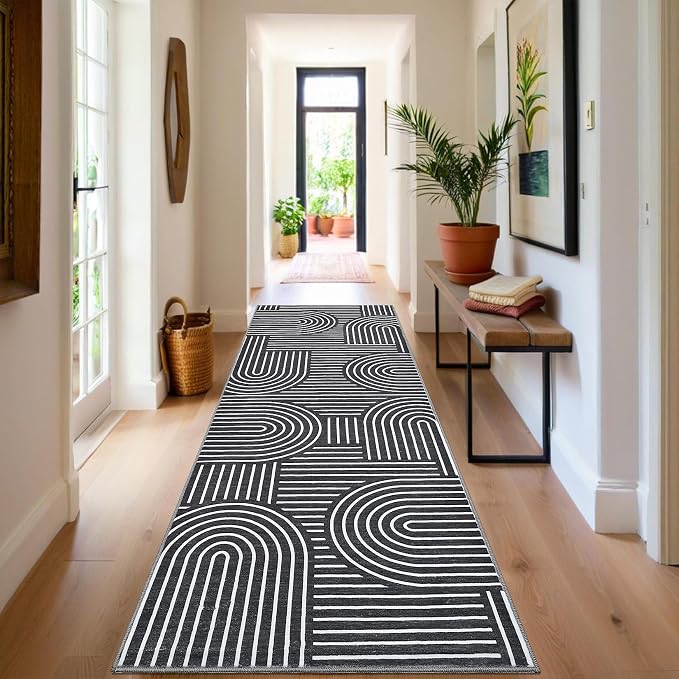 ROYHOME Modern Rug 2x6 Runners for Hallways, Abstract Kitchen Runner Rugs Non