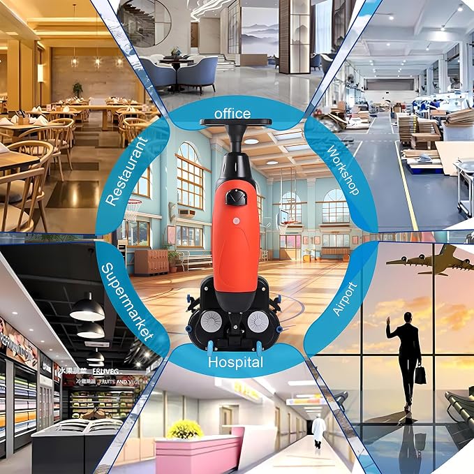 Floor Polisher Commercial, Dual-Brush Rotary Floor Scrubber, Lightweight