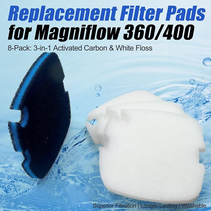 8 PCS Replacement Filter Pads for MarineLand for Magniflow 360/400 Canister