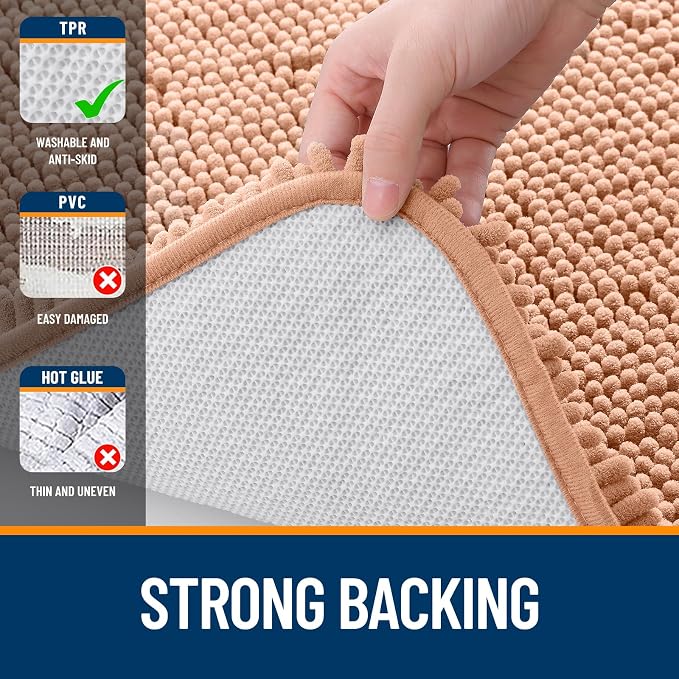 OLANLY Bathroom Runner Rugs 47x20, Extra Soft Absorbent Chenille Bath Rugs