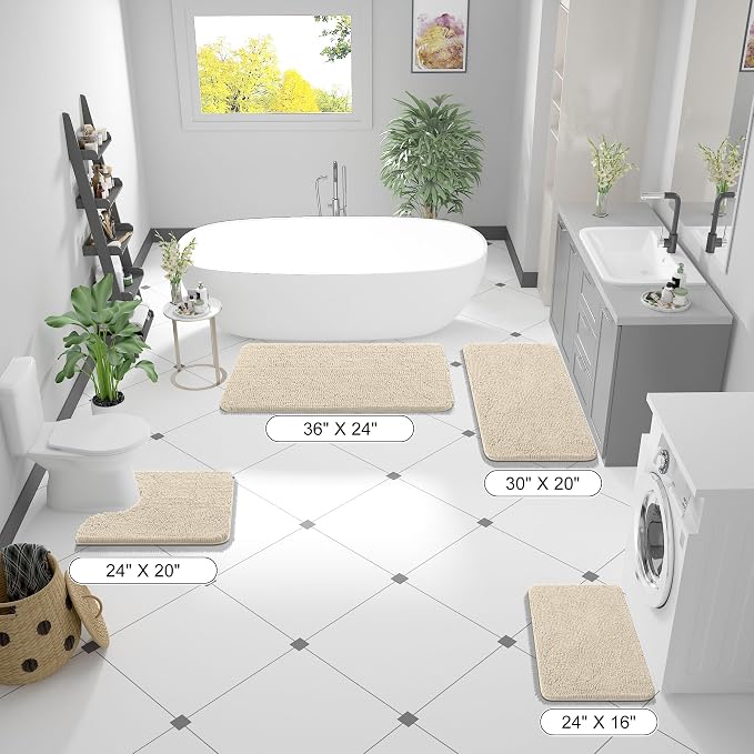 OLANLY Large Bathroom Rugs 47x32, Extra Soft Absorbent Chenille Bath Rugs