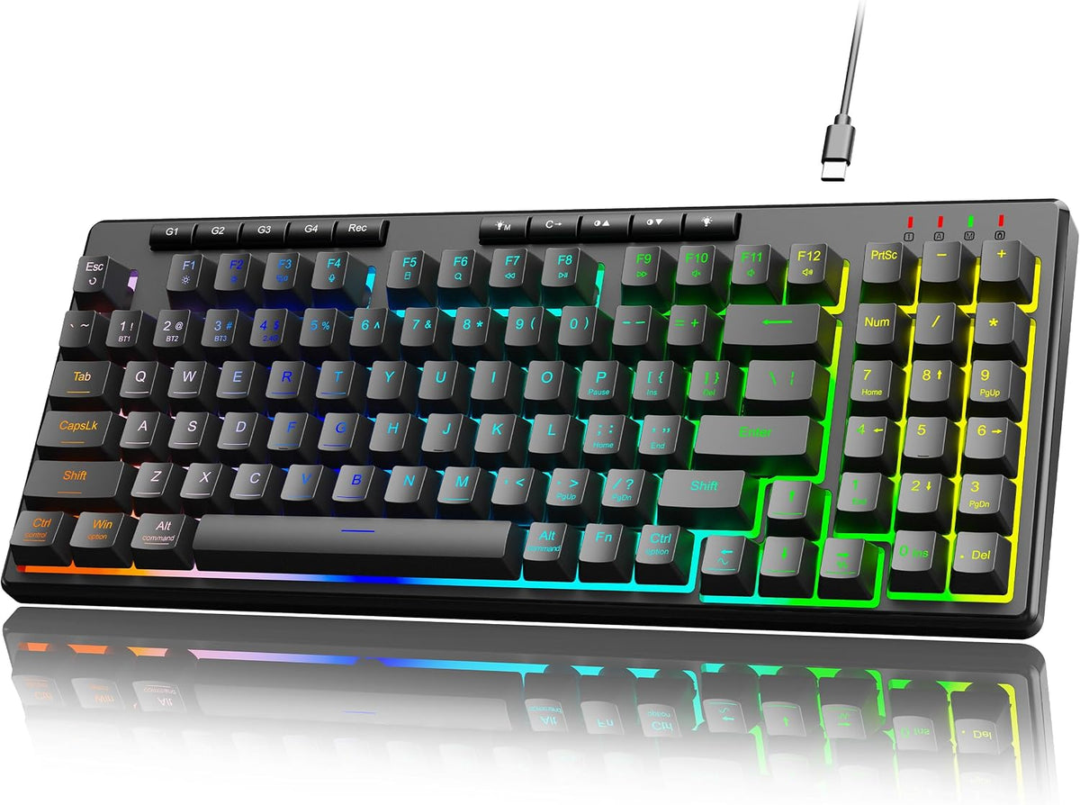 Redragon K517 Pro Wired Gaming Keyboard, RGB Backlit, Mechanical Feel 94 Keys Computer Keyboard with 4 Macro Keys, Number Pad, Anti-Ghosting, 4000mAh Battery for Win/MAC, PS4/5