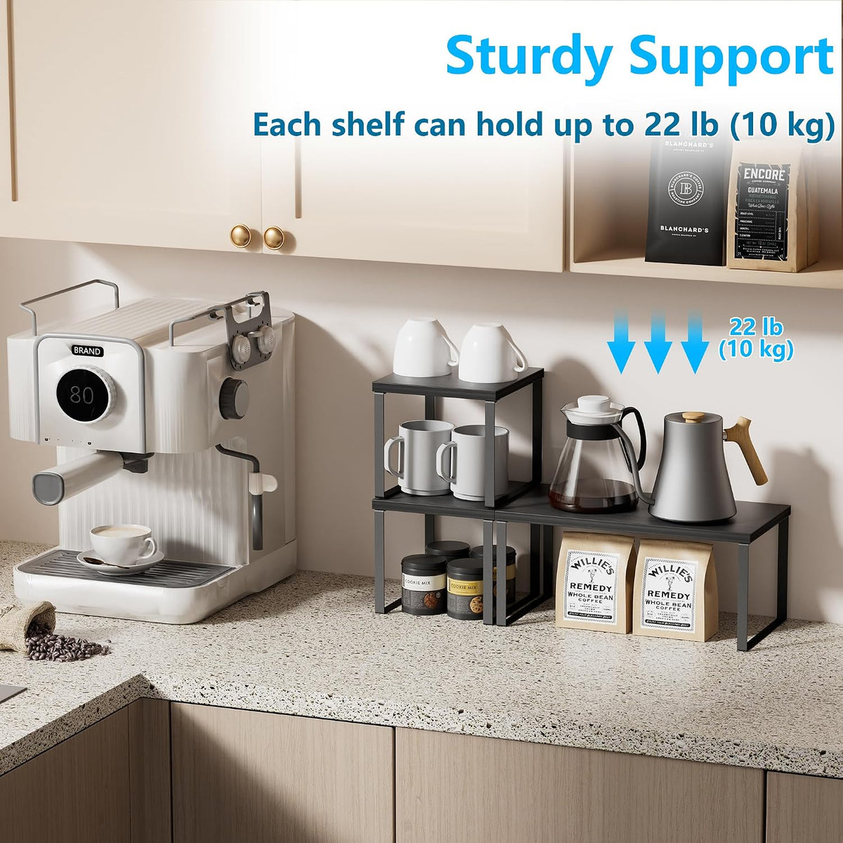 Golener Countertop Shelf, Kitchen Counter Organizer, Adjustable, Stackable