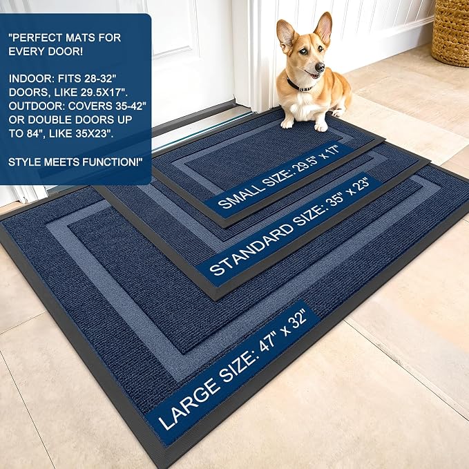 OLANLY Front Door Mat Indoor Outdoor Entrance, Waterproof All-Season,