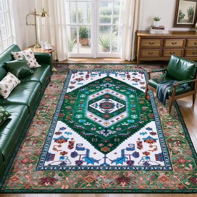 SERISSA 5x7 Boho Area Rug, Washable Non-Slip Rugs