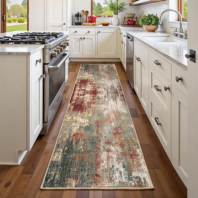 RELEANY Washable Area Rugs 2'x6' Non-Slip Modern Abstract Soft