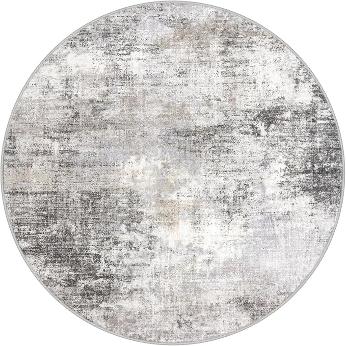 IOHOUZE Abstract Round Area Rug 8 Ft Washable Circle Rugs Large Round Rug Non