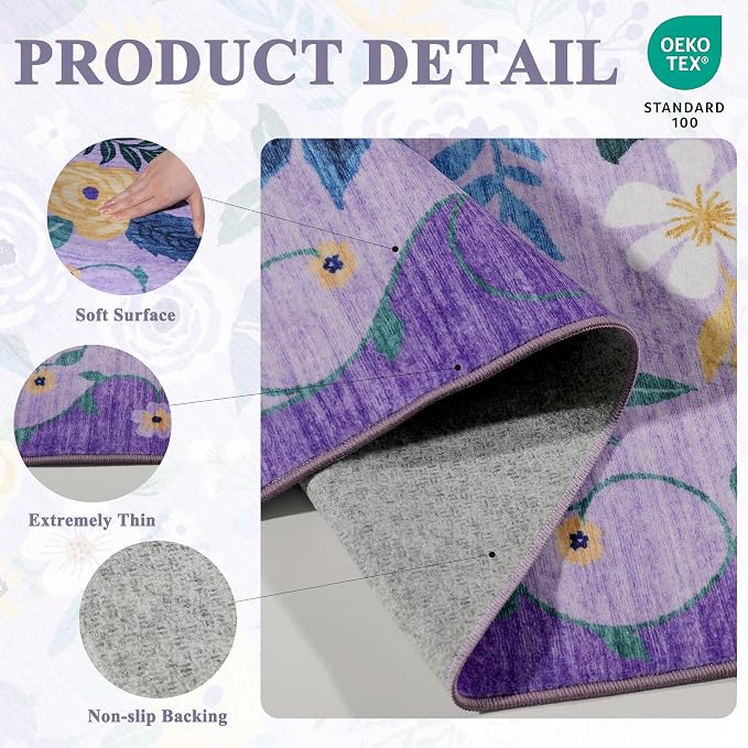 DUKINO 5x7 Area Rug, Floral Rugs