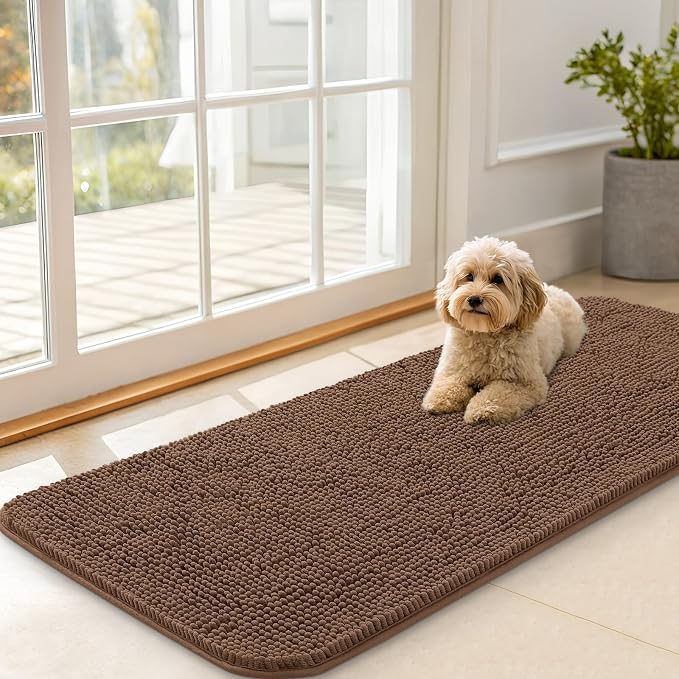 OLANLY Dog Door Mat for Muddy Paws 47x20, Absorbs Moisture and Dirt, Absorbent