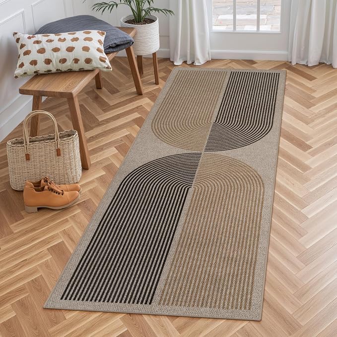Lahome Enfys Modern Rainbow Easy Jute Rug, 2x6 Kitchen Runner Washable Rug