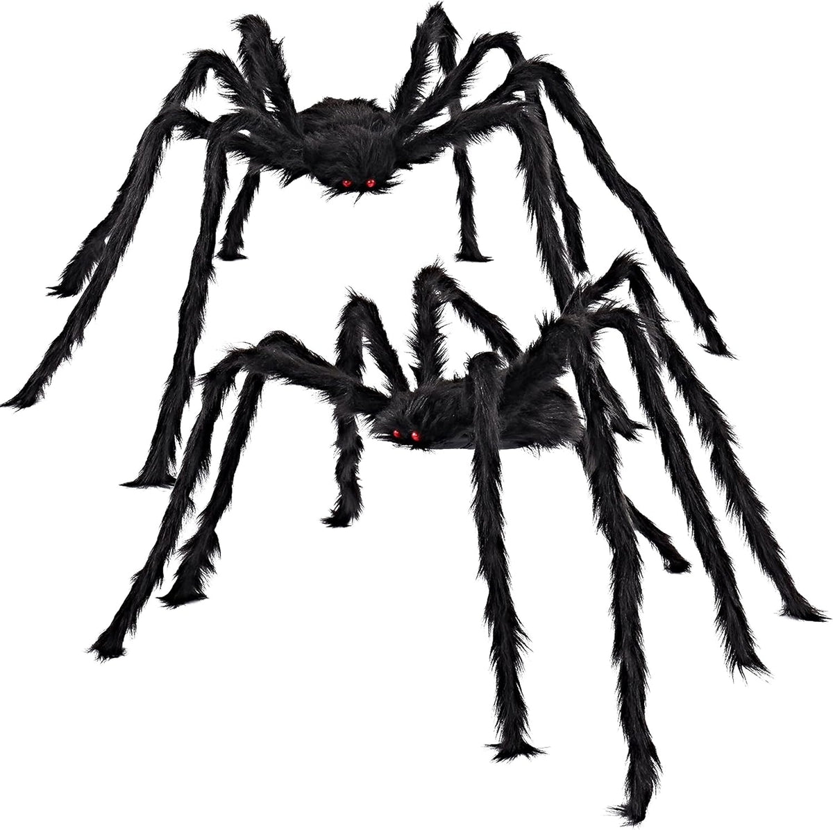 JOYIN 2 Pack 5 Ft Halloween Outdoor Decorations Hairy Black Spider, Scary Giant Spider, Fake Large Haunted House Props, Halloween Yard Lawn Decorations Party Indoor Decor