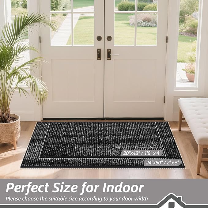 BEQHAUSE Dirt Trapper Door Mat 20" x 48", Non-Slip Washable Doormats Entrance