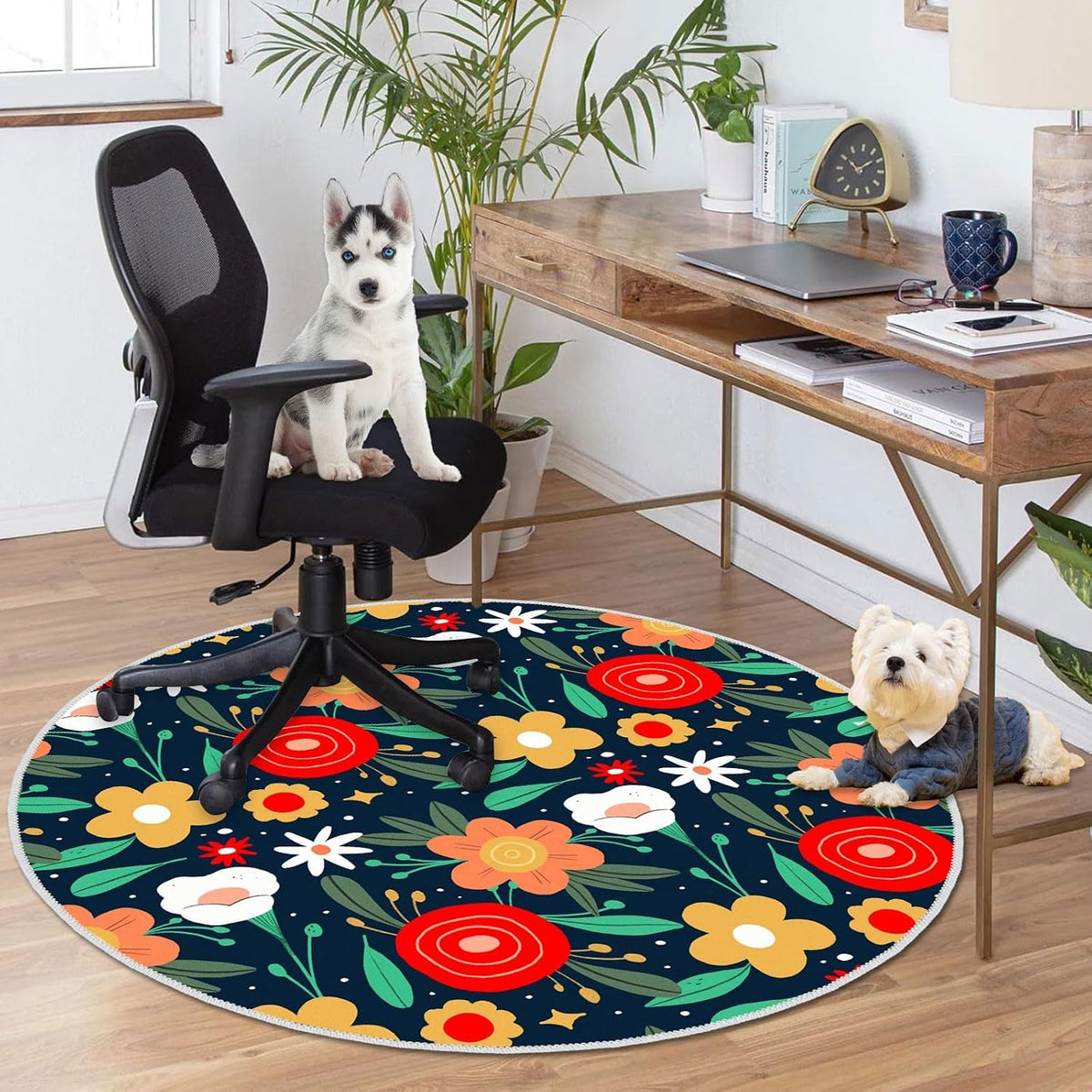 4ft/48in Home Office Chair Mat for Hardwood Floor, Anti-Slip Desk Chair Mats, Computer Gaming Chair Mat for Rolling, Low Pile Carpet Floor Chair Mats(Colorful-2)
