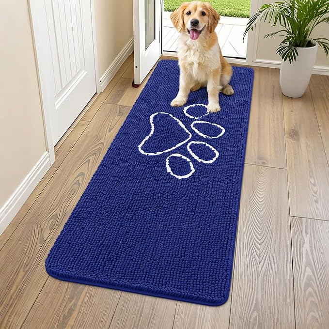Smiry Dog Door Mat for Muddy Paws, Absorbent Dirt Trapper Non Slip Quick Dry