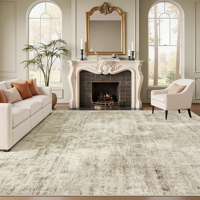 Soalmost Area Rug 10x12 Vintage Washable Living Room Large Carpet Non Slip