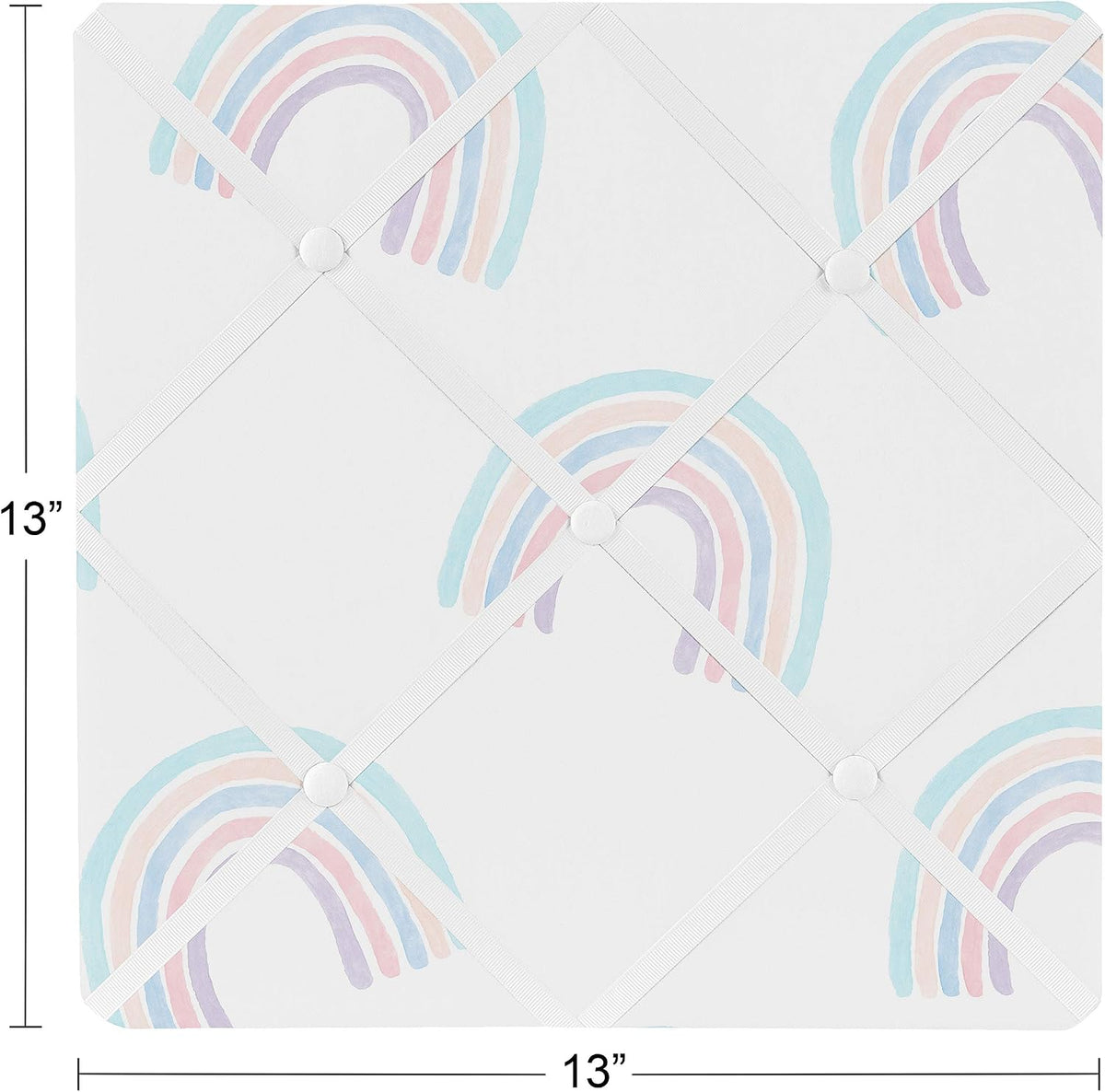 Sweet Jojo Designs Pastel Rainbow Fabric Memory Memo Photo Bulletin Board - Blush Pink, Purple, Teal, Blue and White