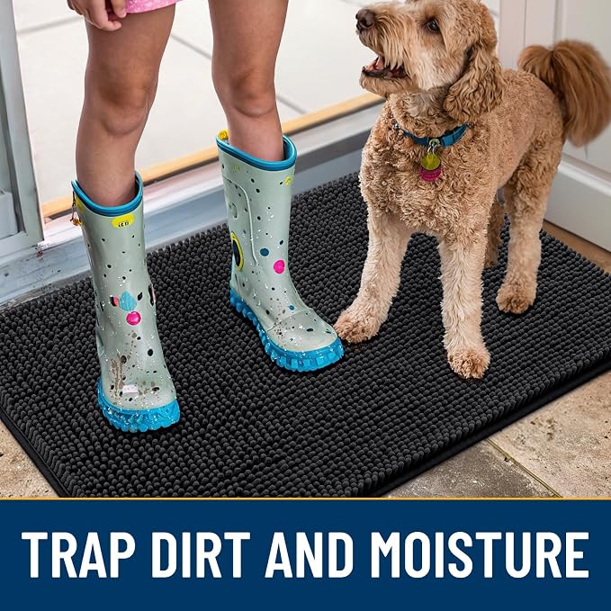 Smiry Dog Door Mat for Muddy Paws 48x30, Absorbent Dirt Trapper, Non-Slip