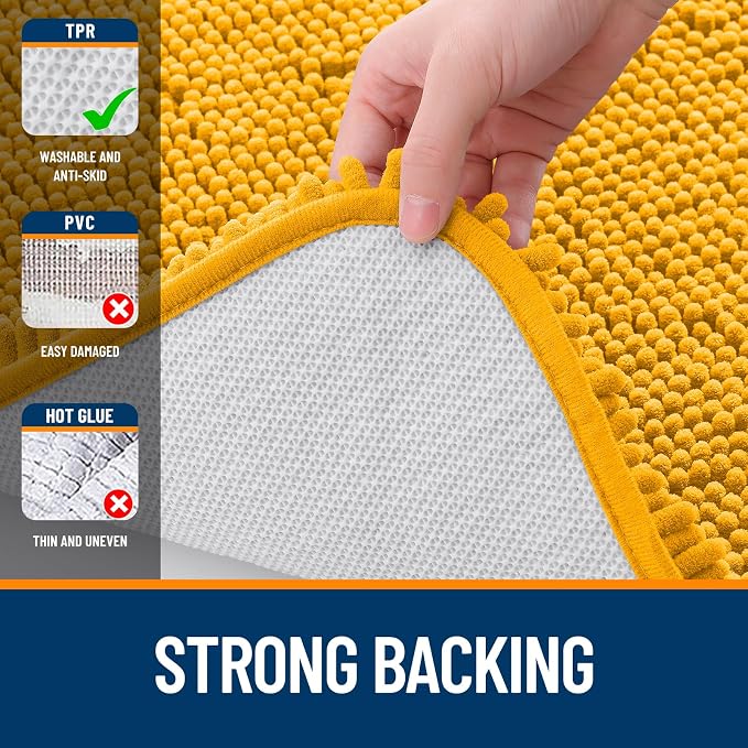 OLANLY Large Bathroom Rugs 50x30, Soft Absorbent Chenille Bath Rugs, Rubber