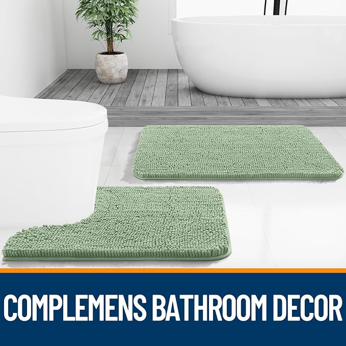 OLANLY Large Bathroom Rugs 59x35, Extra Soft Absorbent Chenille Bath Rugs