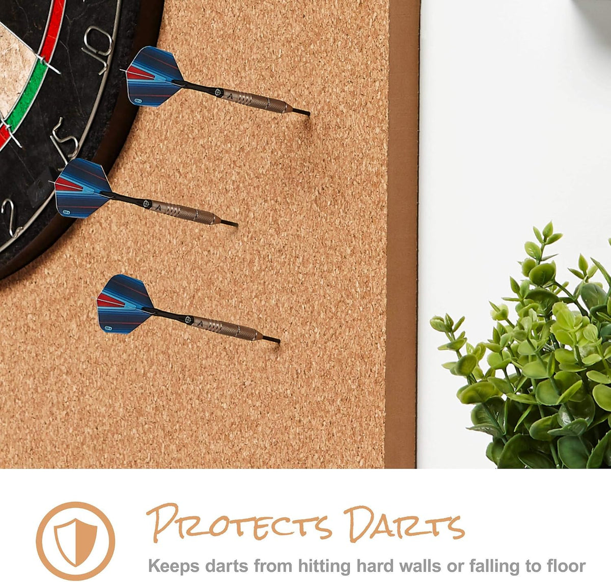 Viper Wall Defender III Cork Dartboard Surround, Reversible Cork Dart Board Wall Protector for 17.75 and 18 Inch Sisal Bristle Dartboards, 8.2 Sq Ft, Tan