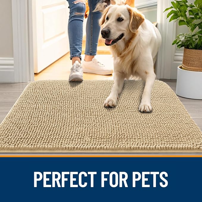 OLANLY Dog Door Mat for Muddy Paws 59x32, Absorbs Moisture and Dirt, Absorbent