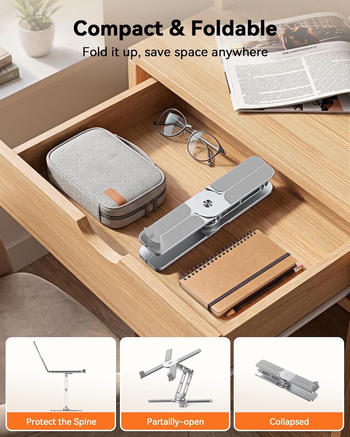TECKNET Laptop Stand,360°Rotating Base,Adjustable Ergonomic Design