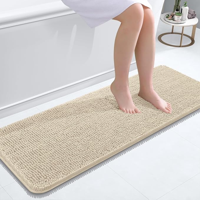 OLANLY Bathroom Runner Rugs 47x17, Extra Soft Absorbent Chenille Bath Rugs