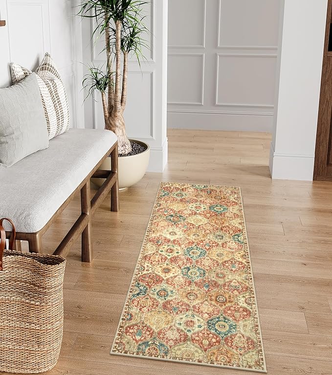 Lahome Moroccan Trellis Hallway Rug, 2x5 Washable Runner Rug Non Slip Kitchen