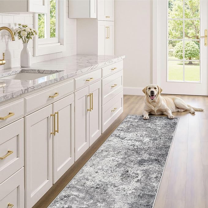 UERMEI 2x6 Washable Runner Rug for Hallway, Non Slip Low Pile Kitchen Carpet