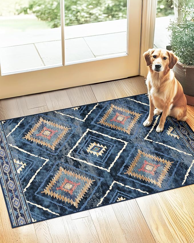 BESTSWEETIE Area Rug 3x5 Rug Machine Washable Non-Slip Low Pile Print Pattern