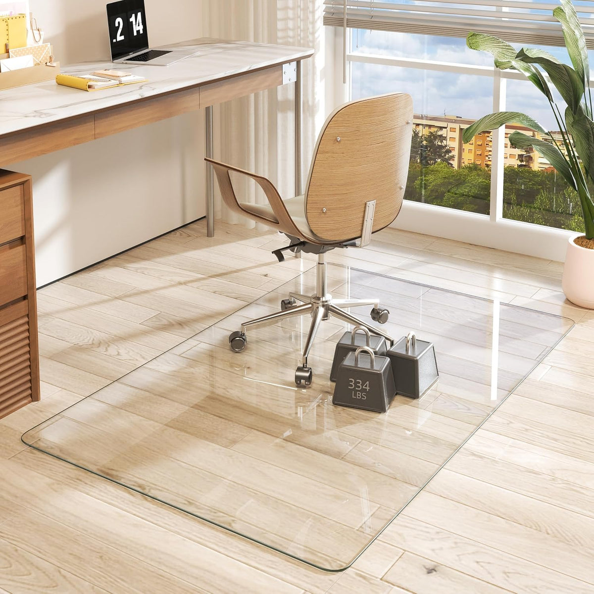 Tempered Glass Office Chair Mat, 48" x 30" Heavy Duty Chair Mat for Carpet, 1,000lb, Glides Smoothly, Polished Edge, Transparent, Easy Clean, Protector Mats for Hardwood Floors Carpet