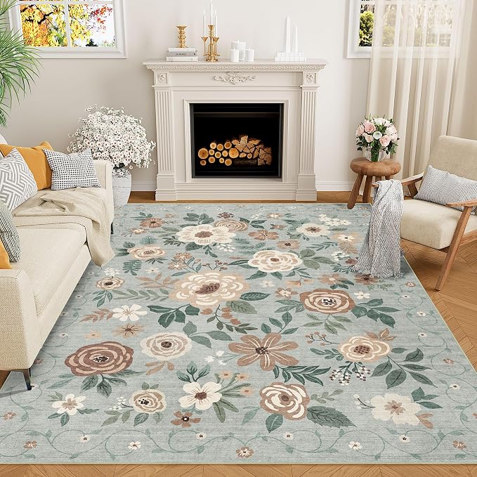 DUKINO 6x9 Area Rug, Floral Rugs
