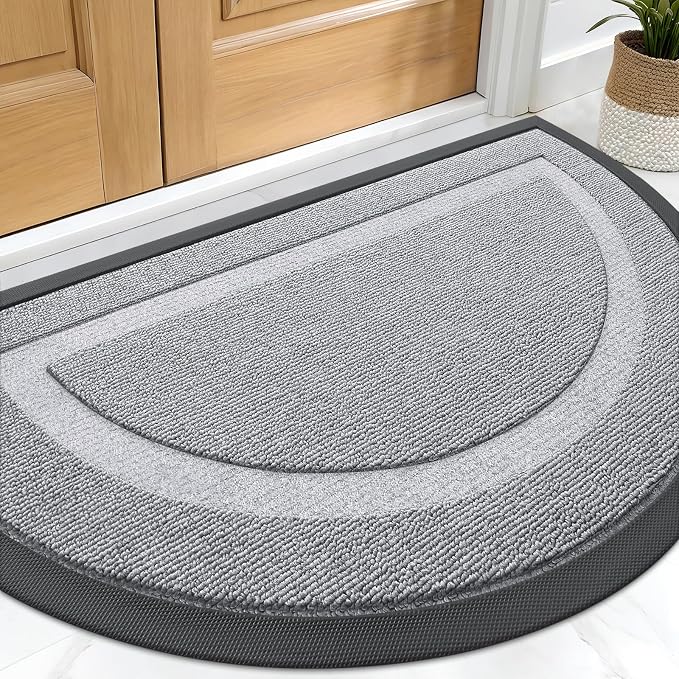 OLANLY Half Circle Door Mat Indoor Outdoor Entrance Welcome, Waterproof